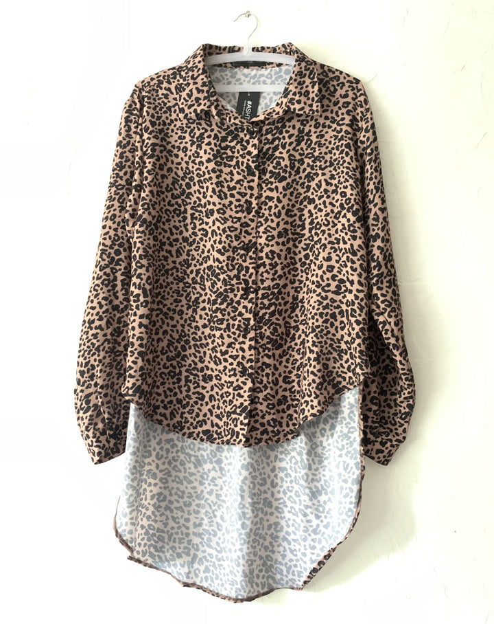 Animal Print High-Low Shirt