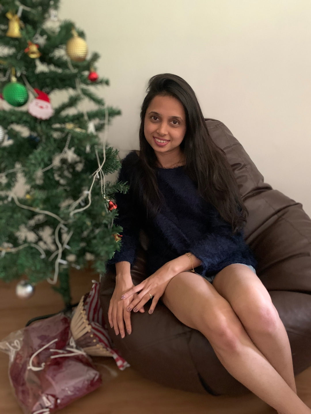 Navy Faux Fur Cosy Top