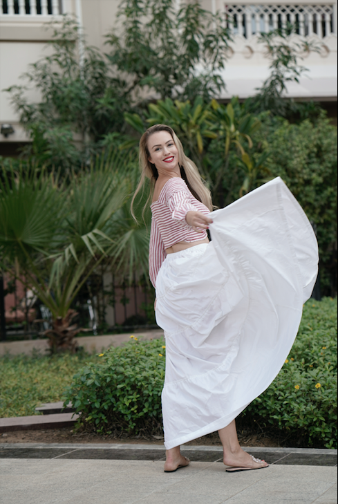 White Picnic Flared Skirt