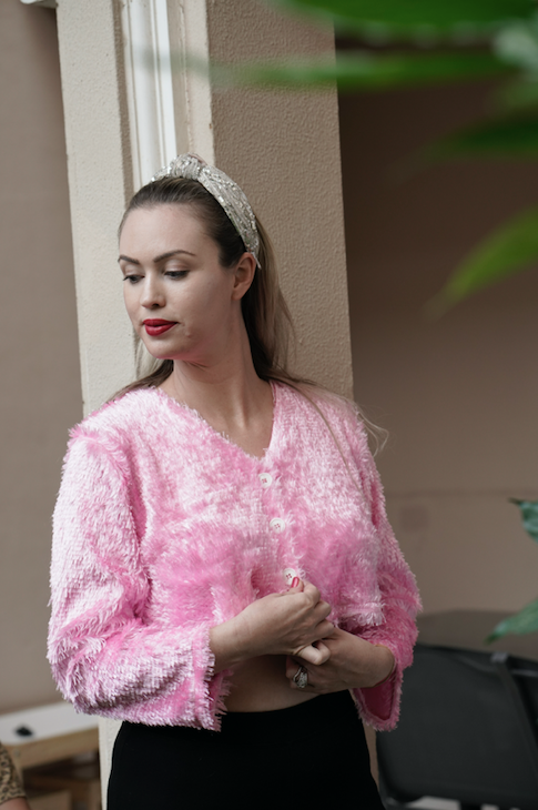 Pink Faux Fur Cropped Coat