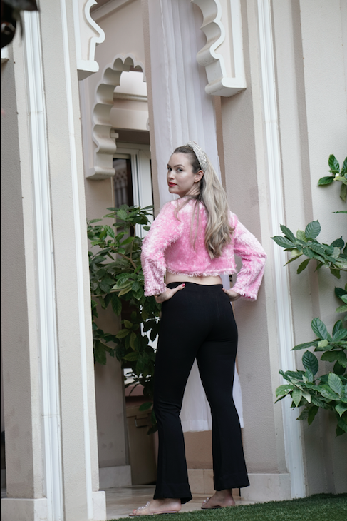 Pink Faux Fur Cropped Coat