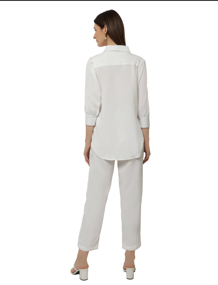 Pearl Drop Pleated White Co-ord Set.