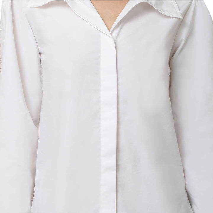 Bling Sleeved White shirt.