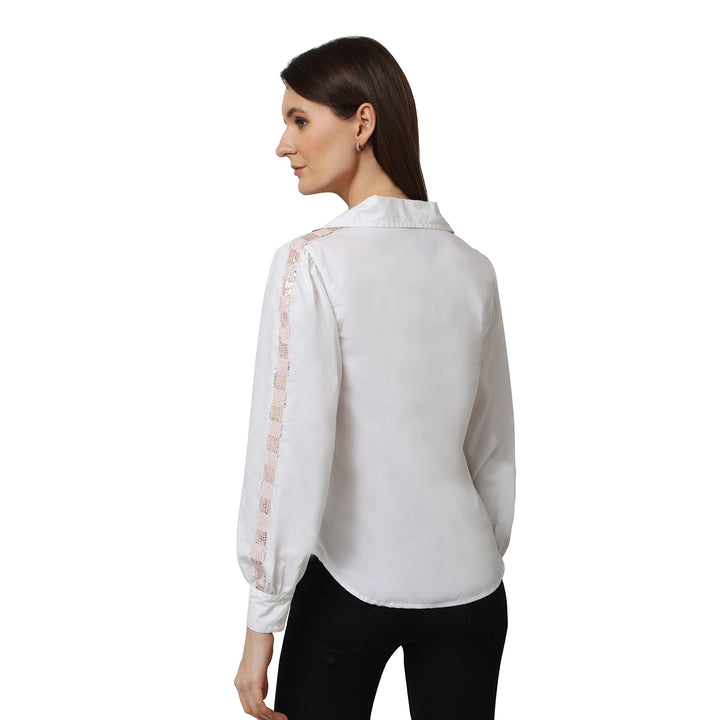 Bling Sleeved White shirt.