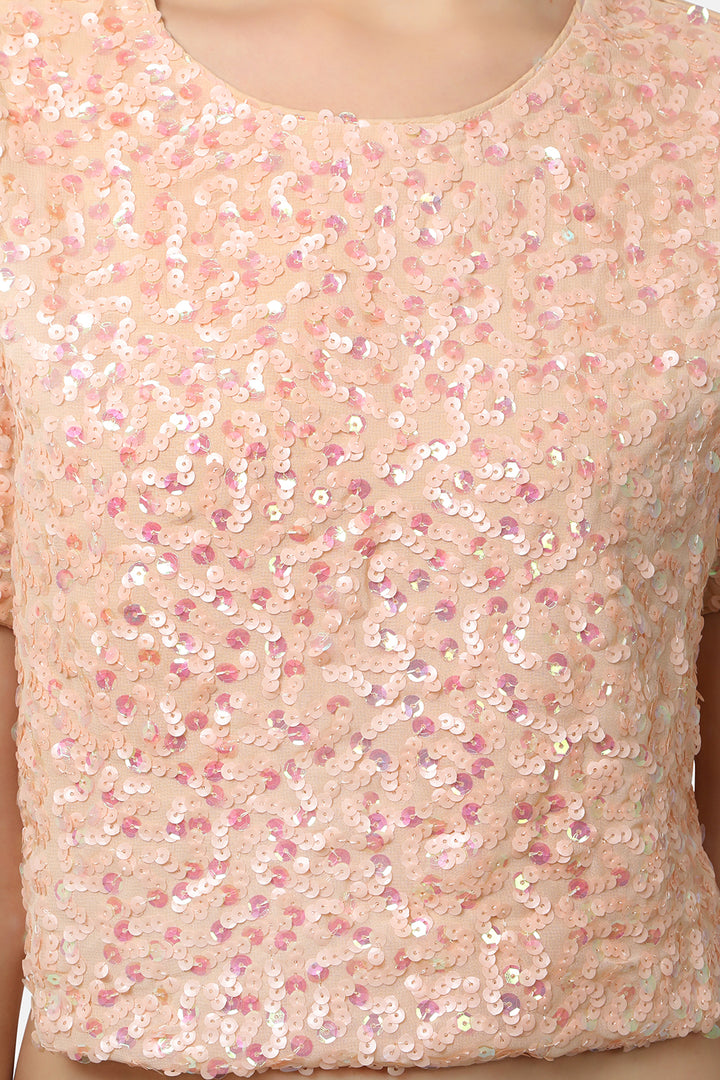 Peach Sequins Crop Top