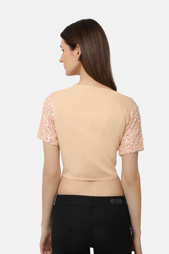 Peach Sequins Crop Top