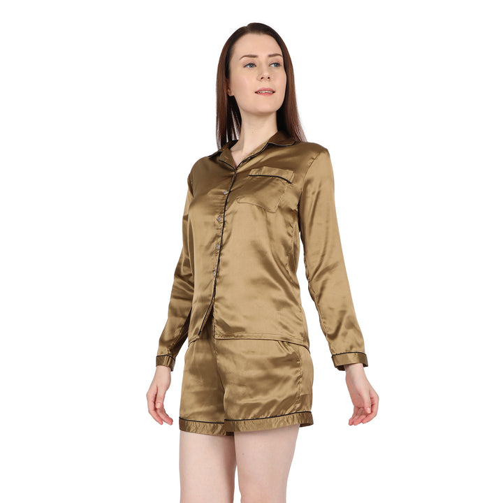 Golden Satin Nightsuit Set