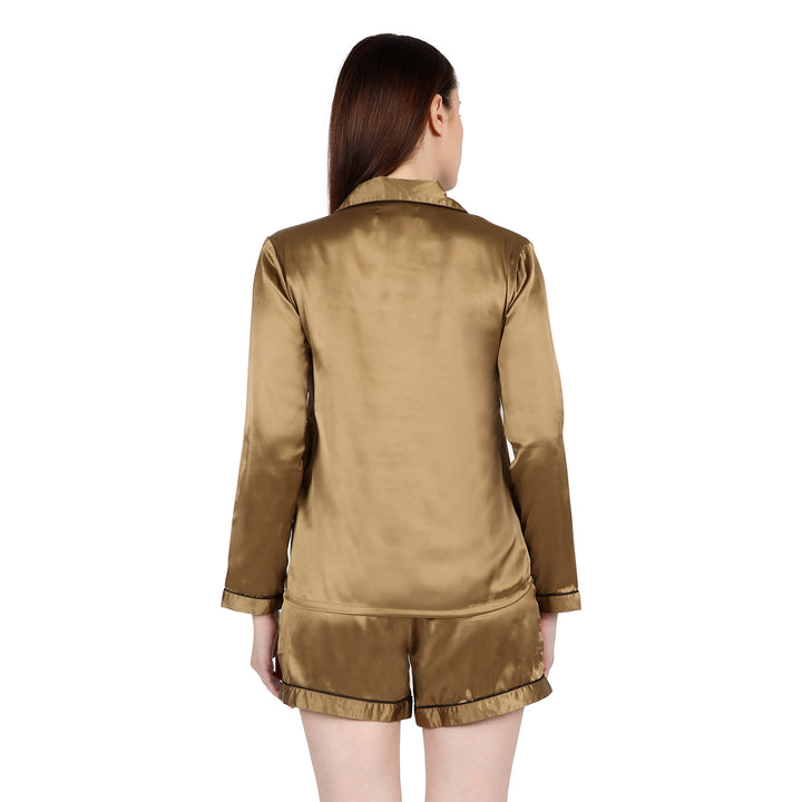 Golden Satin Nightsuit Set