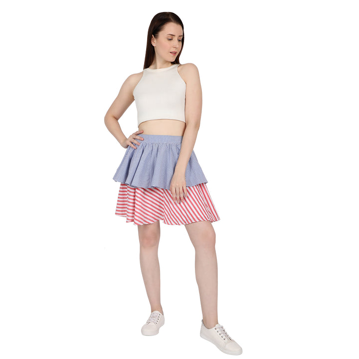 Dual Fabric Frilled Skirt