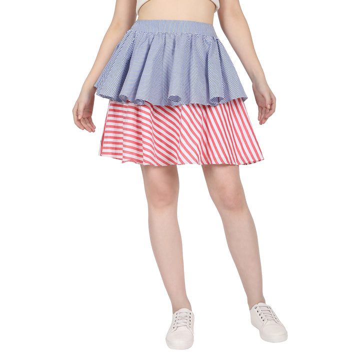 Dual Fabric Frilled Skirt