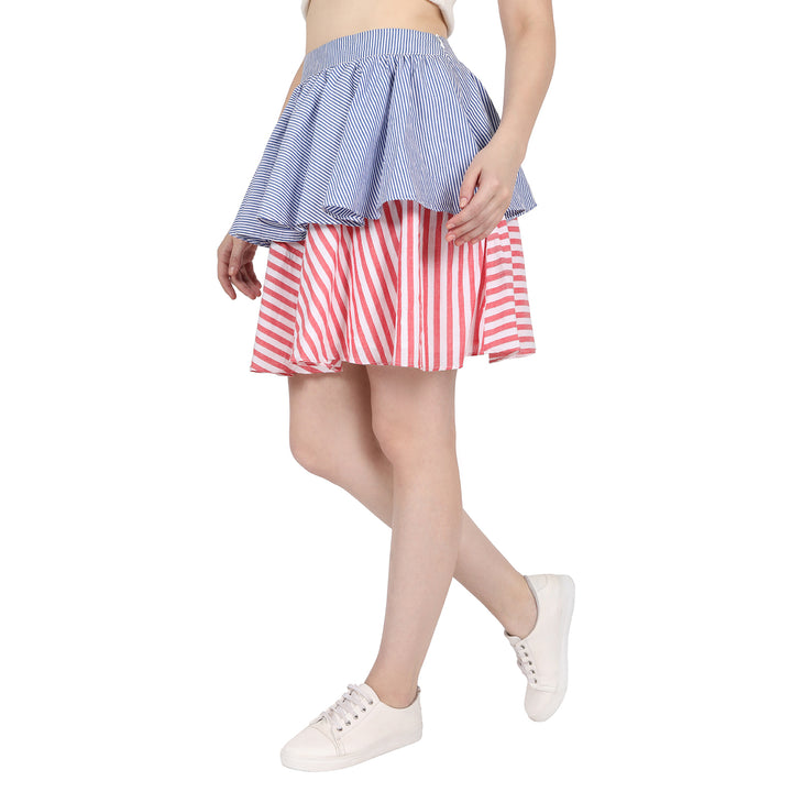 Dual Fabric Frilled Skirt
