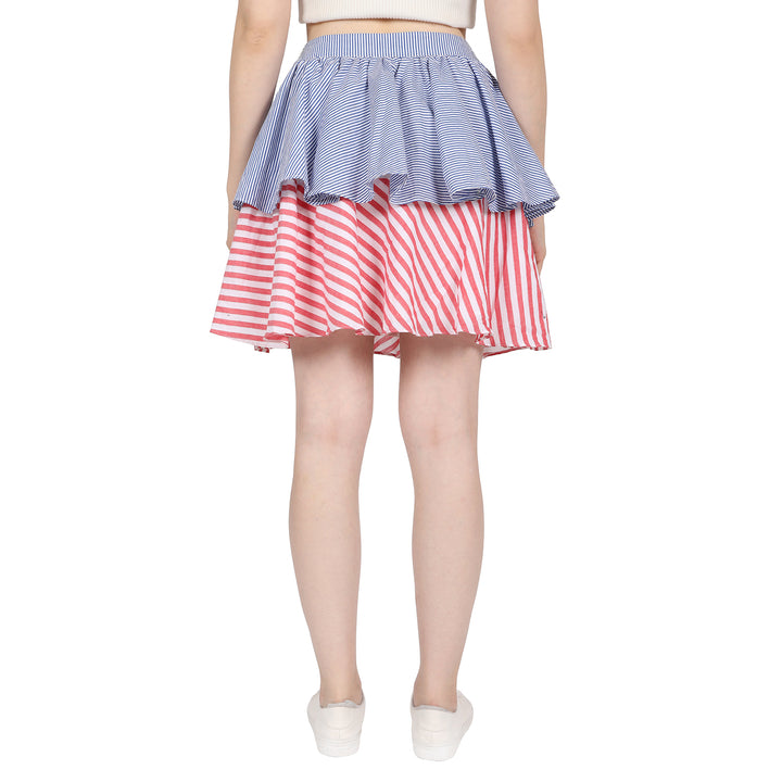 Dual Fabric Frilled Skirt