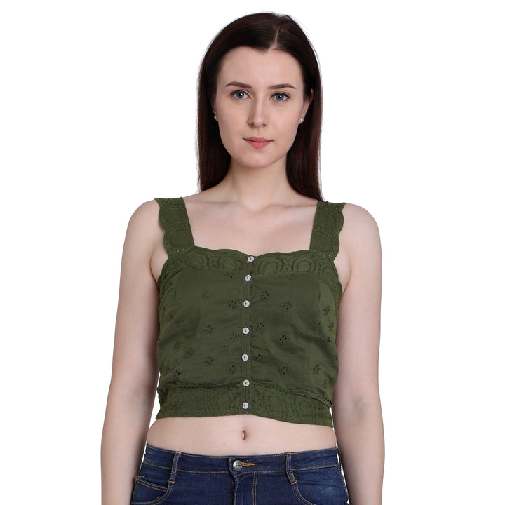 Olive Green Crop Top