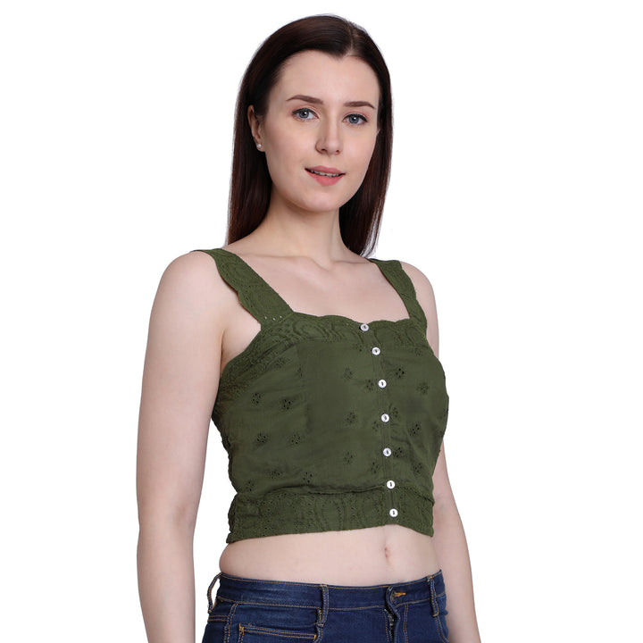 Olive Green Crop Top