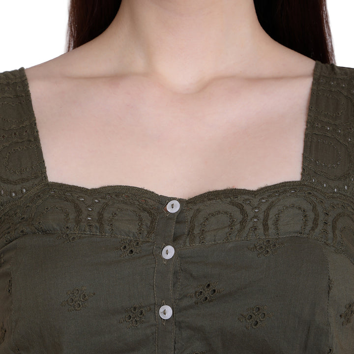 Olive Green Crop Top