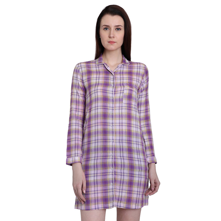 Purple Checks Night Shirt