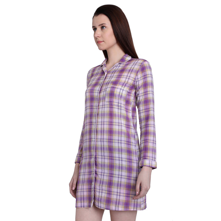Purple Checks Night Shirt