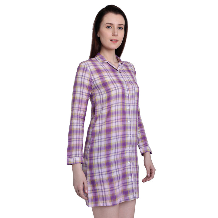 Purple Checks Night Shirt