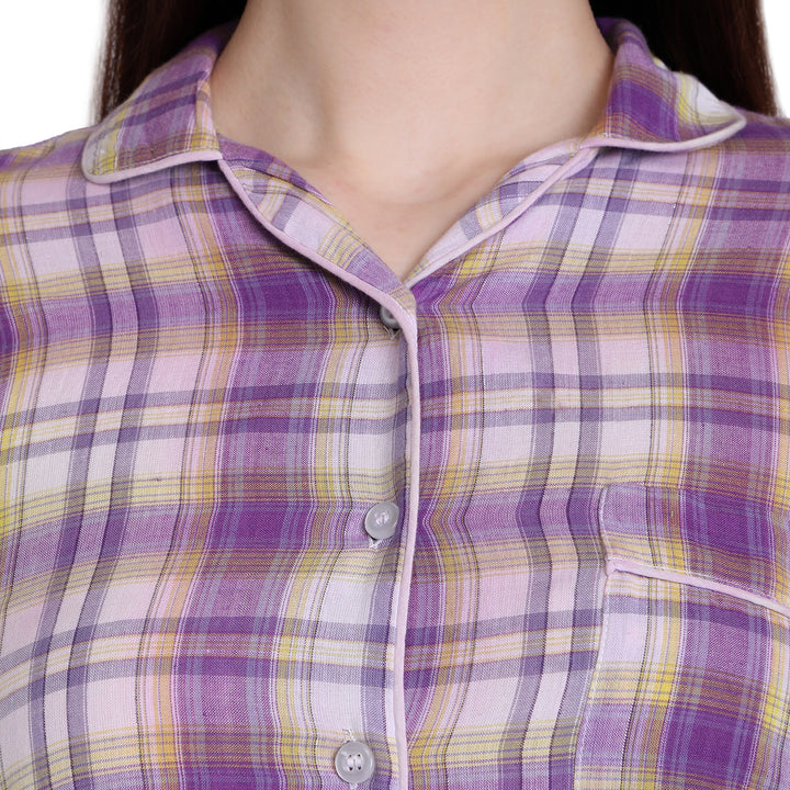 Purple Checks Night Shirt