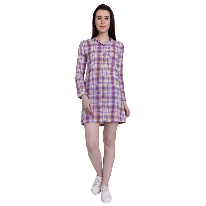 Purple Checks Night Shirt