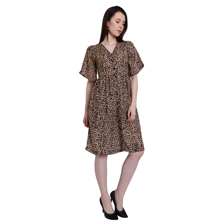 Animal Print Front Buttoned Dress
