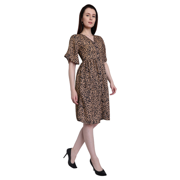 Animal Print Front Buttoned Dress
