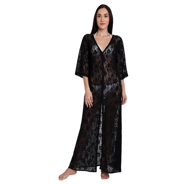 Black Net Button-Up Shrug