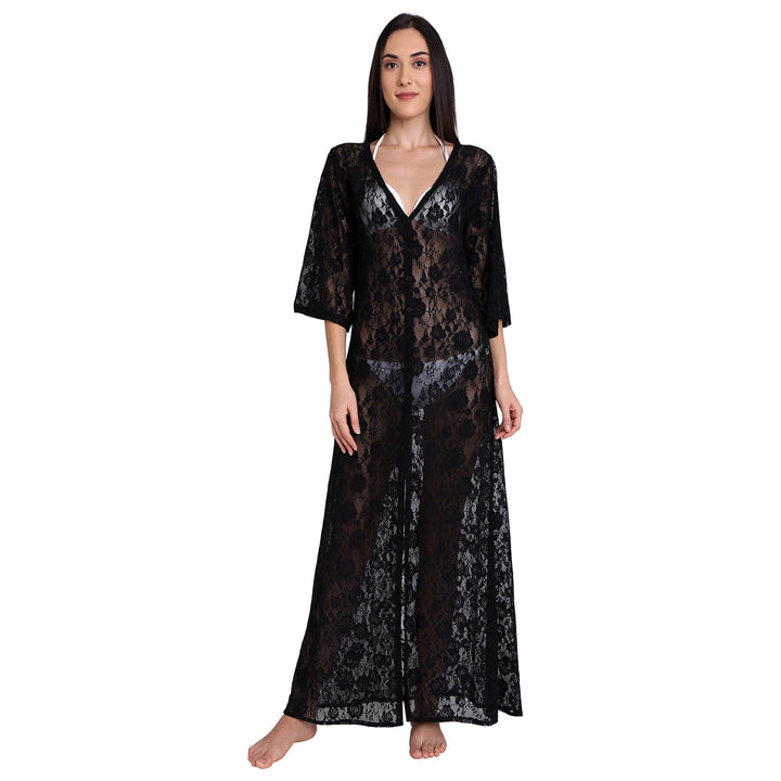 Black Net Button-Up Shrug