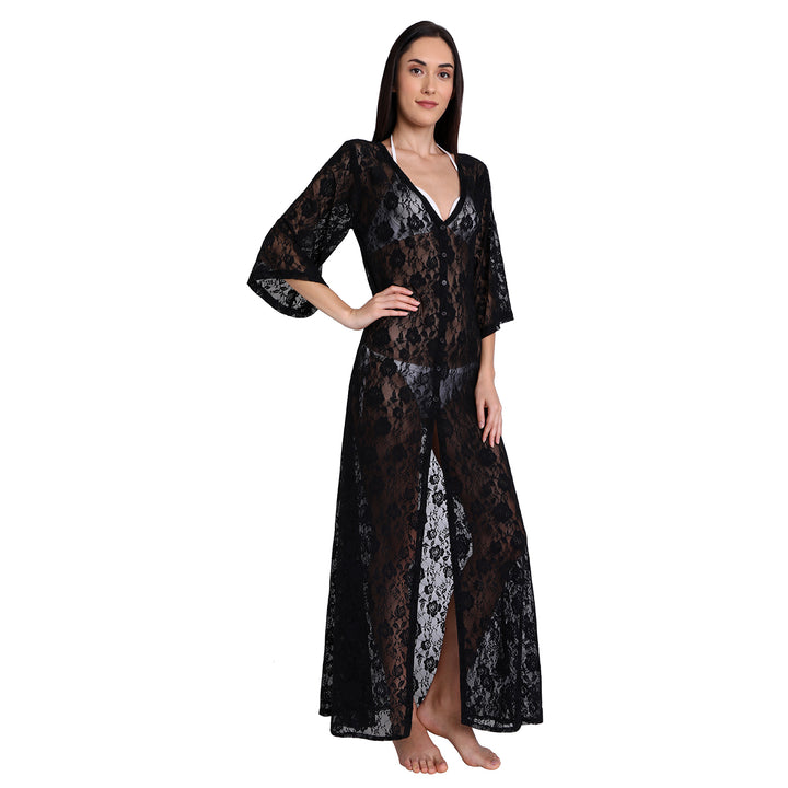 Black Net Button-Up Shrug