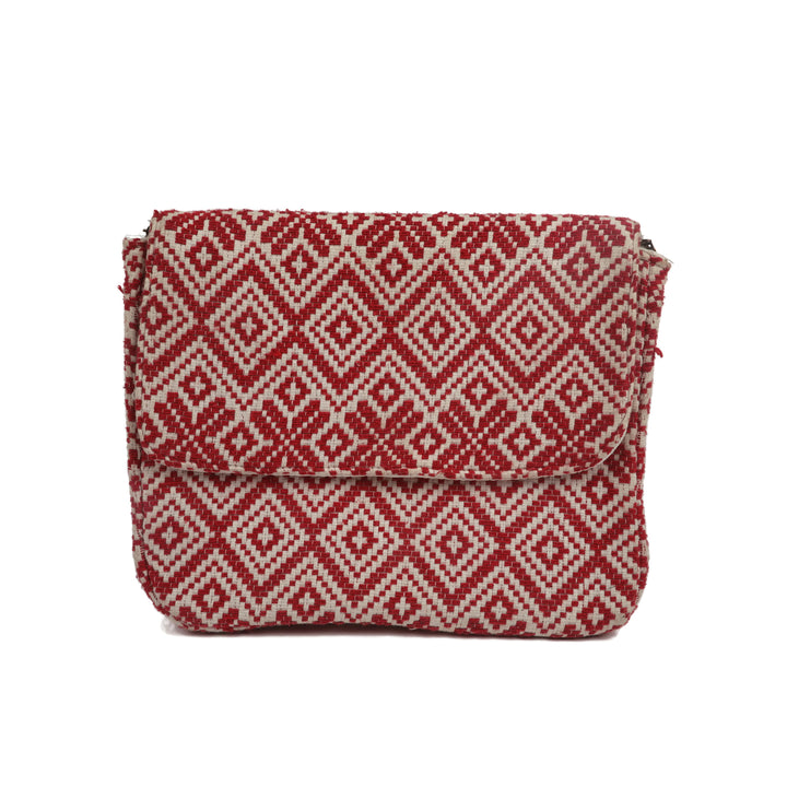 Red Geometric Laptop Sling Bag