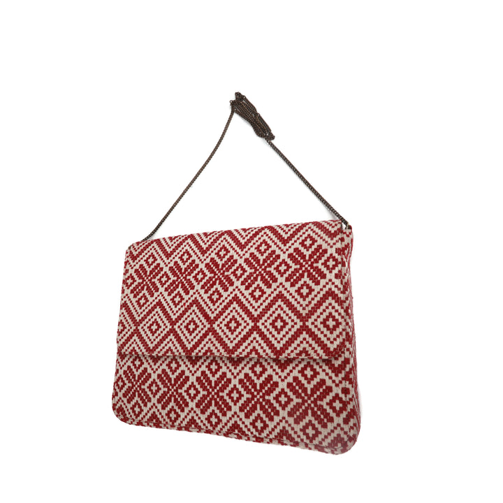 Red Geometric Laptop Sling Bag