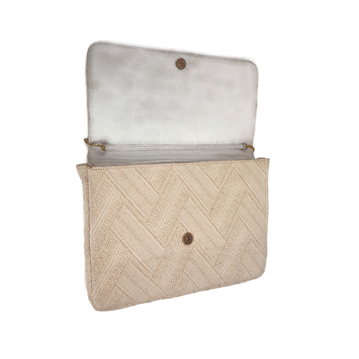 Cream Textured Laptop Bag