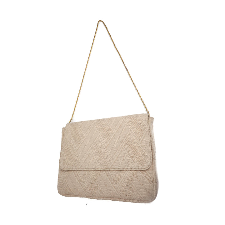 Cream Textured Laptop Bag