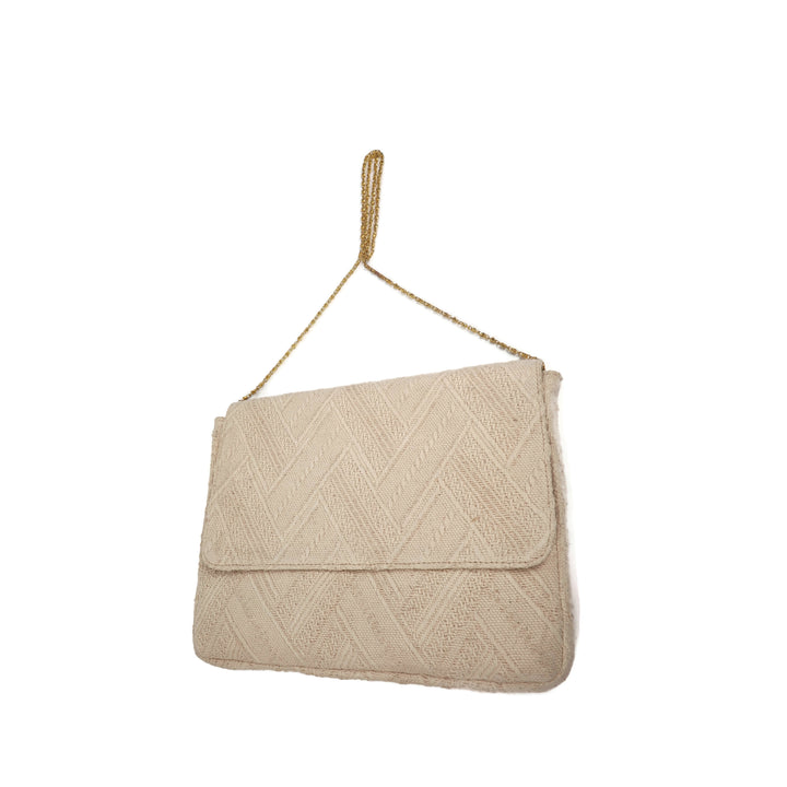 Cream Textured Laptop Bag