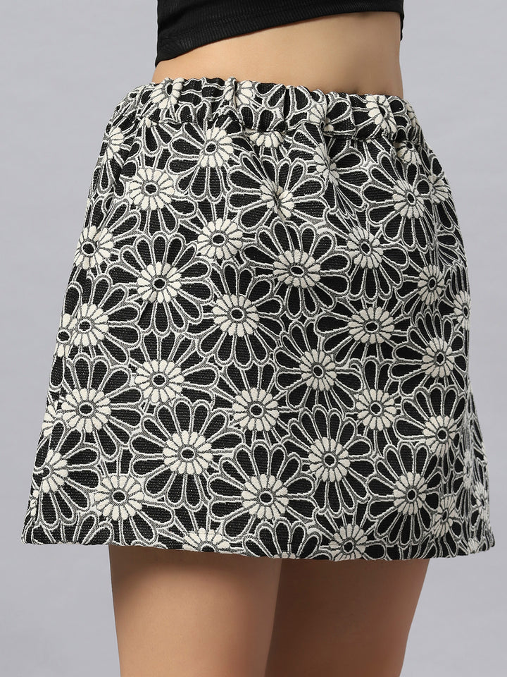 Abstract Floral Jacquard Skirt