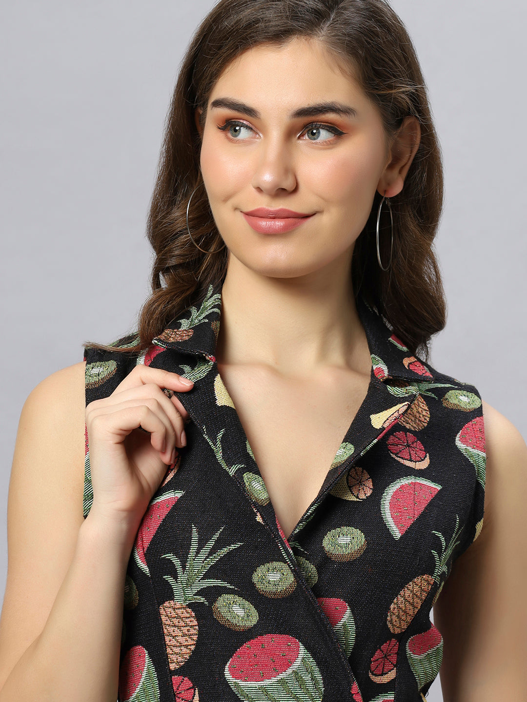Fruit Print Jacquard Blazer Dress