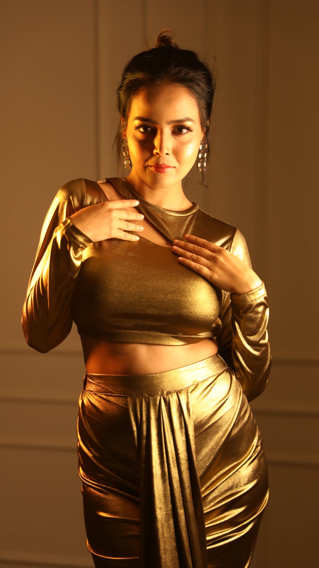 Regal Gold Cut-Out Crop Top