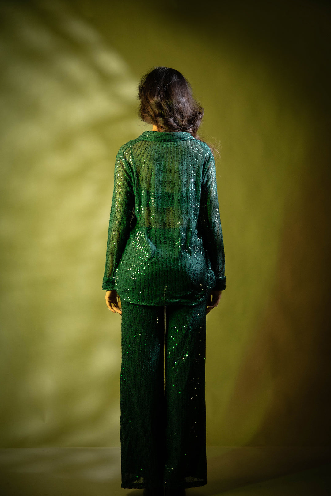 Emerald Sequin Sheer Shirt