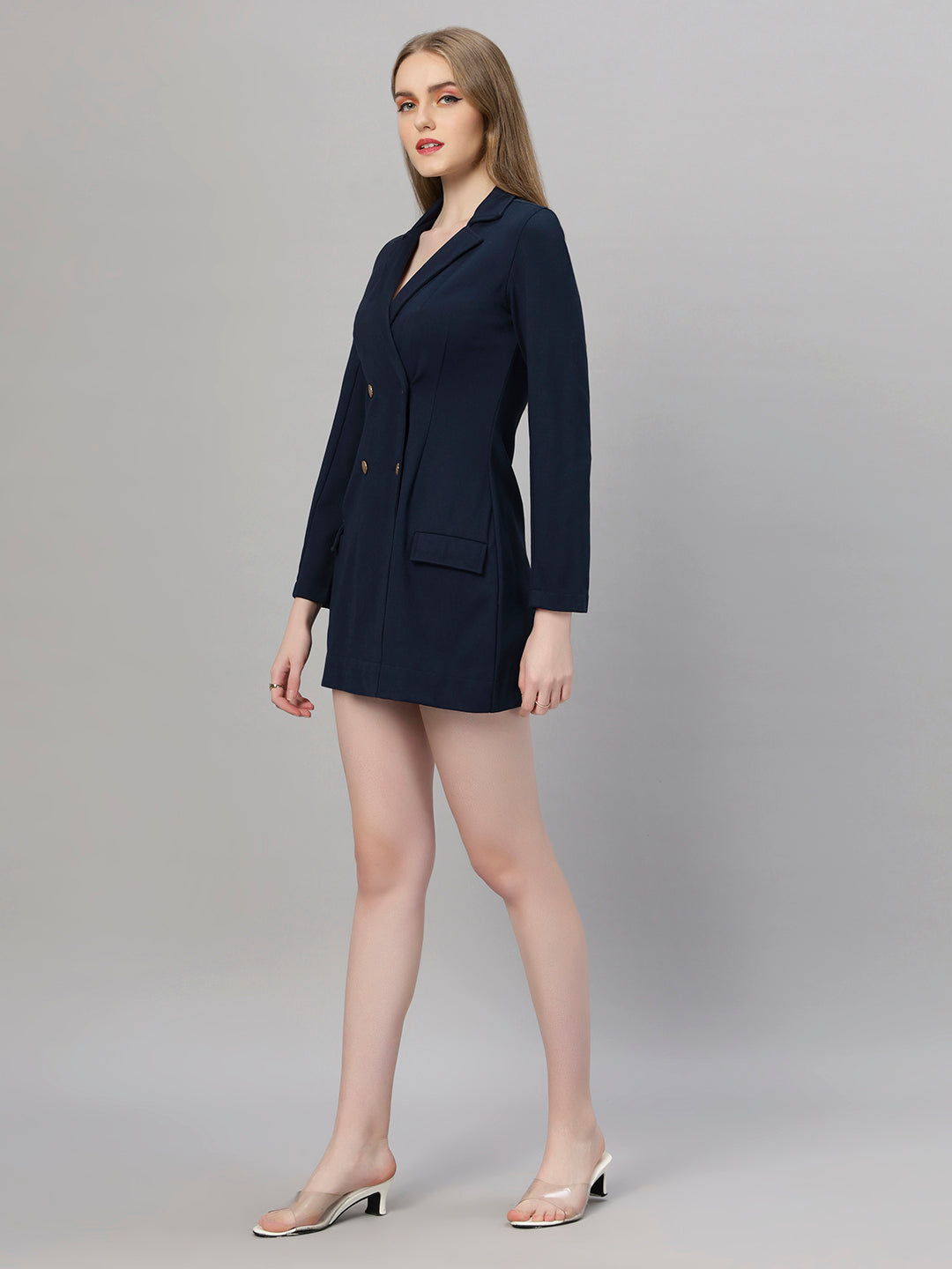 Chic Navy Blue Blazer Dress