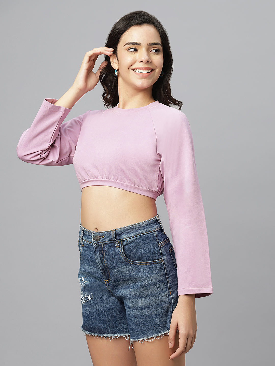 Lavender Cropped Sweatshirt