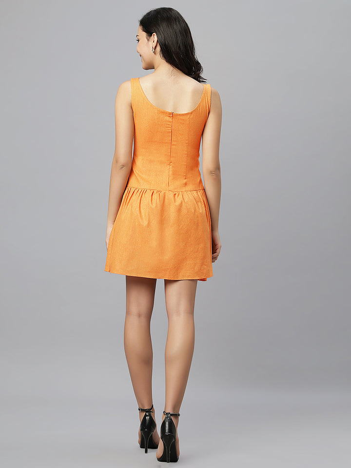 Burnt Orange Linen Dress