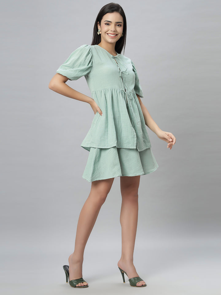 Mint Green Cotton Tie Up Coord Set