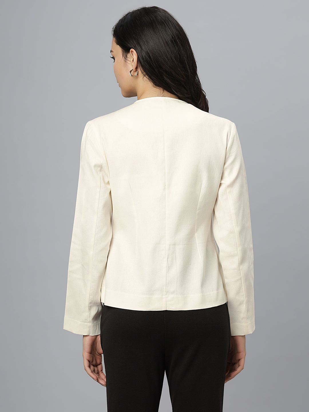 Ivory Cotton Mandarin Blazer