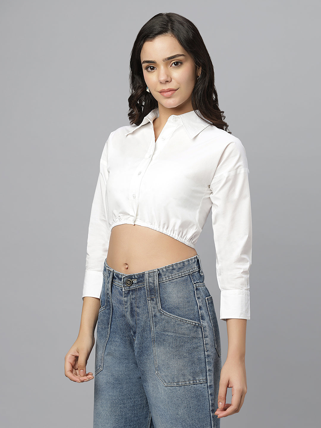 Retro Cropped Casual Shirt