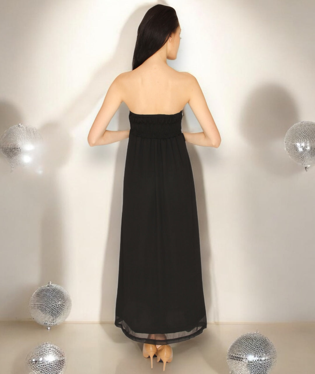 Black Sequins Chiffon Gown