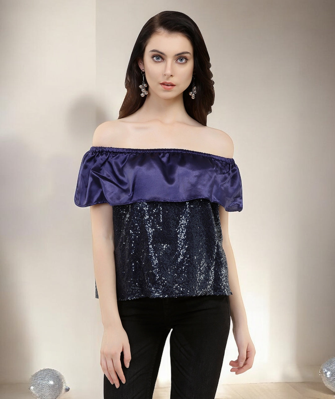 Blackcurrant Bling Bardot Top