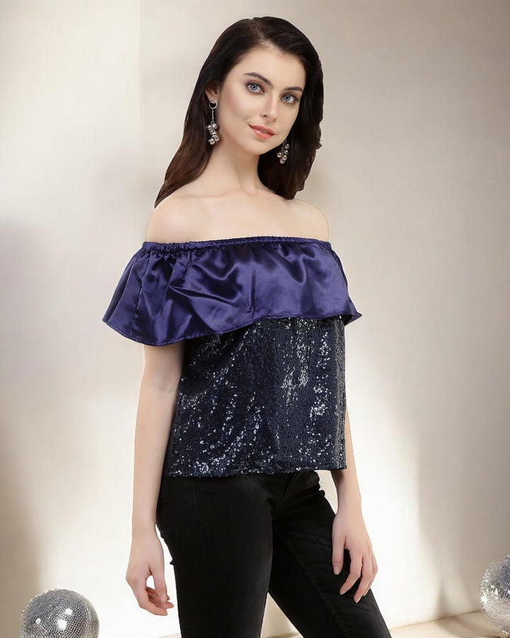 Blackcurrant Bling Bardot Top