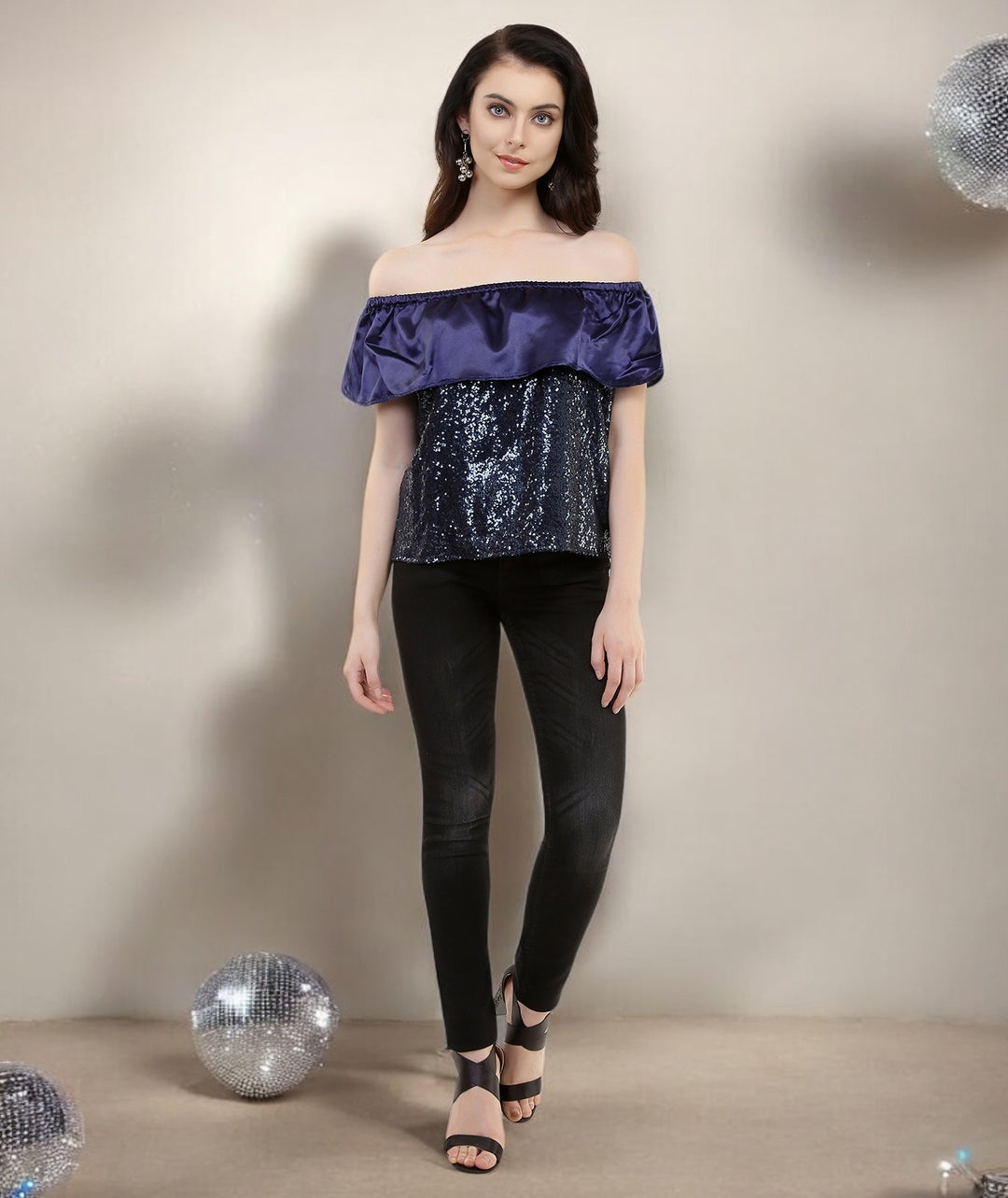 Blackcurrant Bling Bardot Top