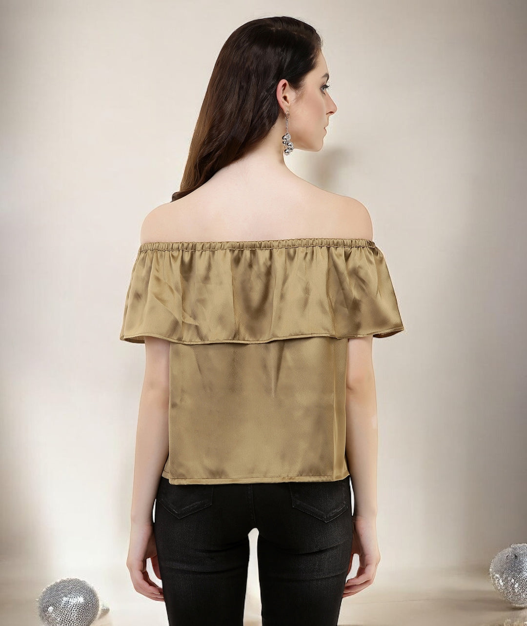 Golden Satin Bardot Top