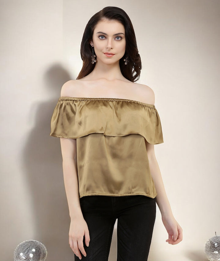 Golden Satin Bardot Top